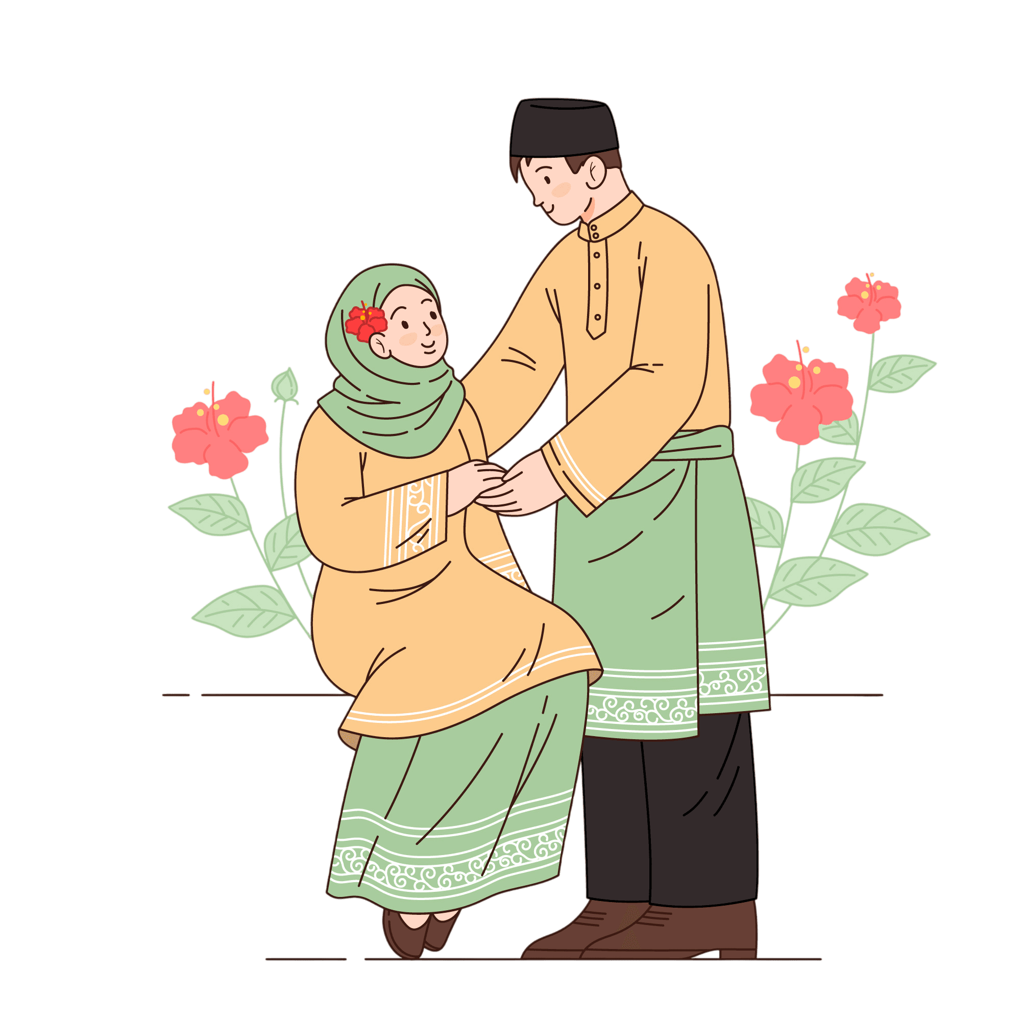 Muslim couple in traditional attire